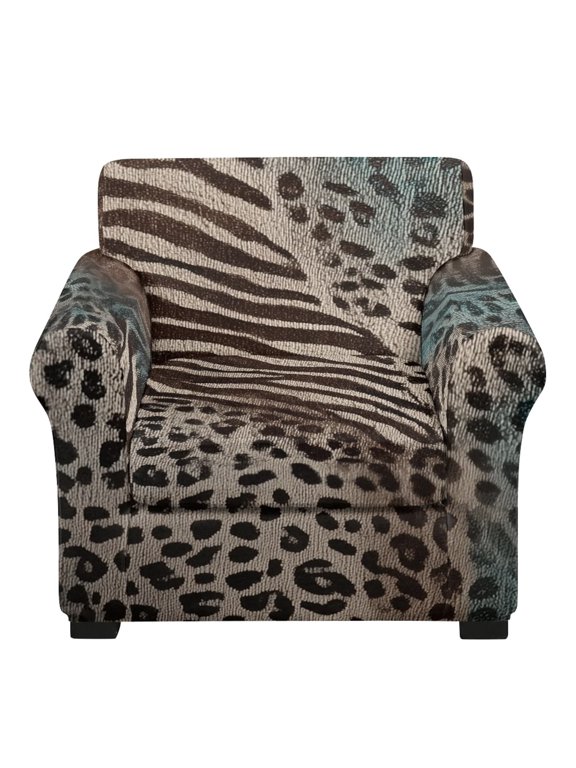 FOR U DESIGNS Washable Armchair Slipcovers Anti-Slip Sofa Protectors Leopard Zebra Stripe Print, 2 Piece Accent Chair Cover with Arms, Pets Friendly, Soft Chair Slipcover for Living Room Bedroom