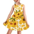 thumbnail image 1 of FOR U DESIGNS Yellow Cow Print Sleeveless Skater Dress for Girls 9-10 Years Old Sunflowers Kids Tank Dress Breathable Knee Length Princess Dresses for Toddler, 1 of 6