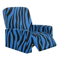 FOR U DESIGNS Zebra Blue Print Recliner Chair Covers Anti-Dust Reclining Slipcovers 4-Pieces Stretch Lazy Boy Recliner Soft Covers, Prevent Wear and Pet Hair