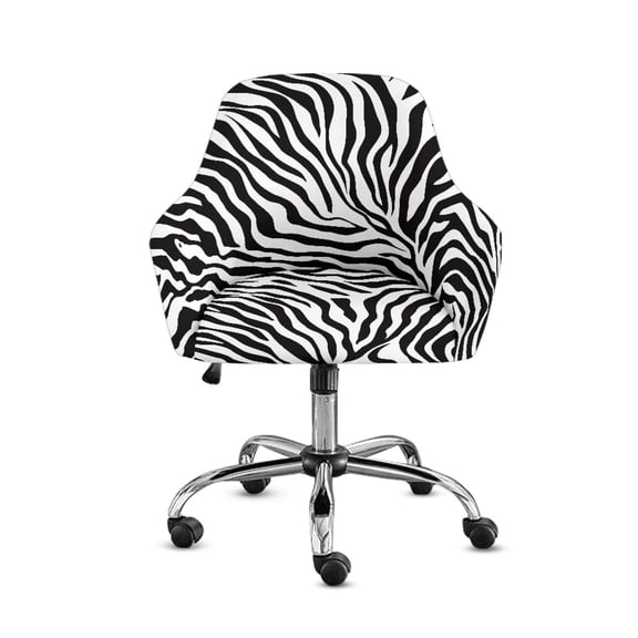 FOR U DESIGNS Zebra Pattern Dining Chair Cover Elastic Swivel Armchair Accent Protector Mid-Back Office Desk Chairs Slipcovers for Vanity Living Room Bedroom