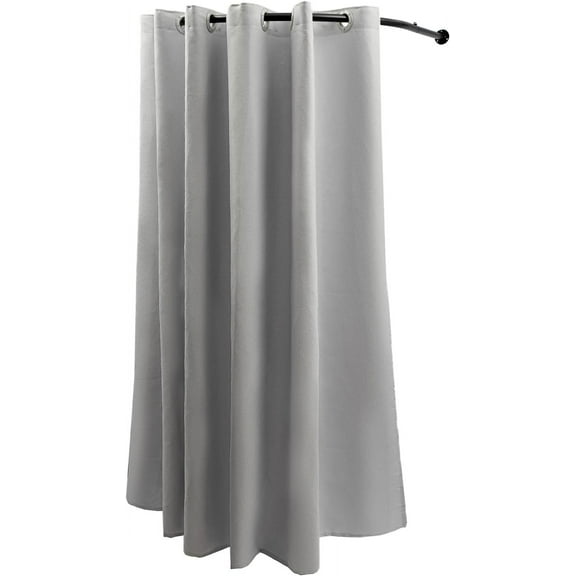 U-Dressing Fitting Room, Clothing Store Dressing Room, Corner Wall Mounted Privacy Protection Changing Room Used in Mall and Office, Hanging Rod&Linen Flannel Fabric Shade Cloth (Grey)