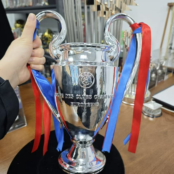 U F Champions League Trophy, 33 cm Resin Replica Trophy with Ribbons, Christmas Halloween Gifts The Best Gift For Fans