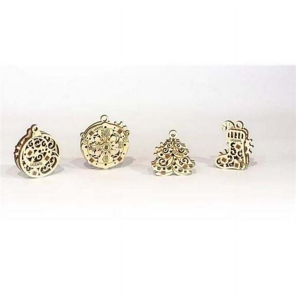 U-Fidget Happy New Gear Wood 3D Model Kit Set - 4 Tribiks