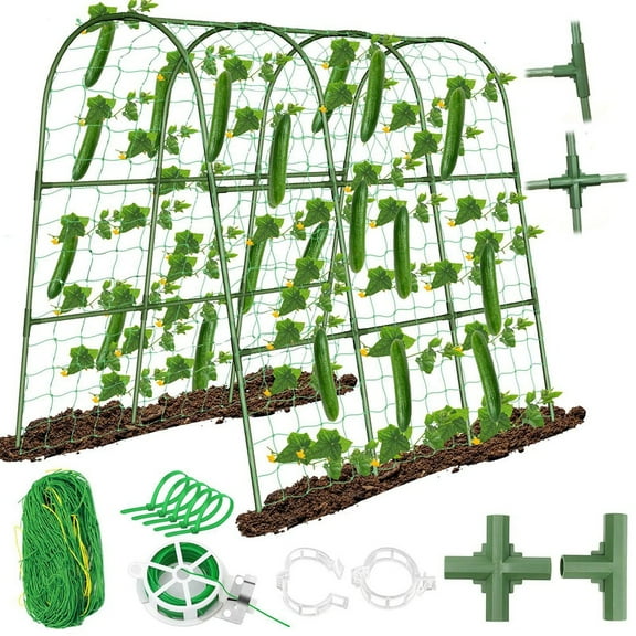 U-Frame Vegetable Trellis Metal Rustproof Vine Climbing Frame Kit With Climbing Net Garden Cucumber Trellis For Tomatoes Grapes