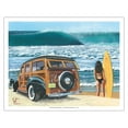 thumbnail image 1 of U Go Girl - Retro Woodie Car on Beach with Surfer Girl - From an Original Color Painting by Scott Westmoreland - Fine Art Matte Paper Print (Unframed) 11x14in, 1 of 4