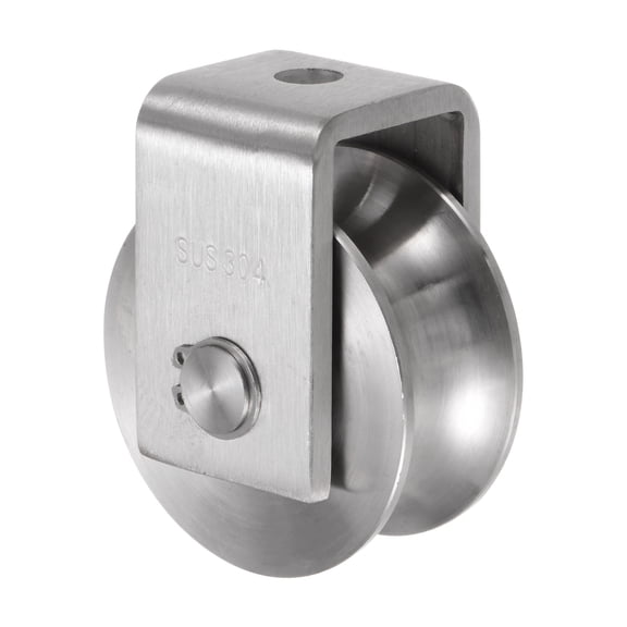 U Groove Wheel 304 Stainless Steel, 2.7" Dia Track Wheel Pulley Block Loading 2000lbs, Groove Width 0.98"