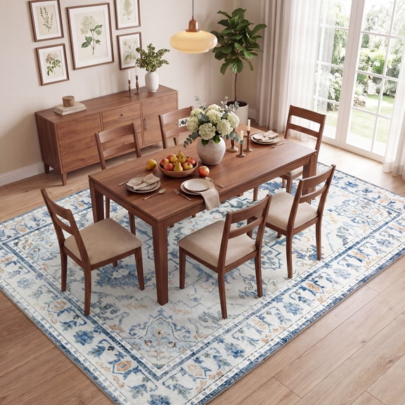 U-HOMY Area Rug, Washable Soft Medallion Rug with Non-Slip Backing for Living Room and Bedroom