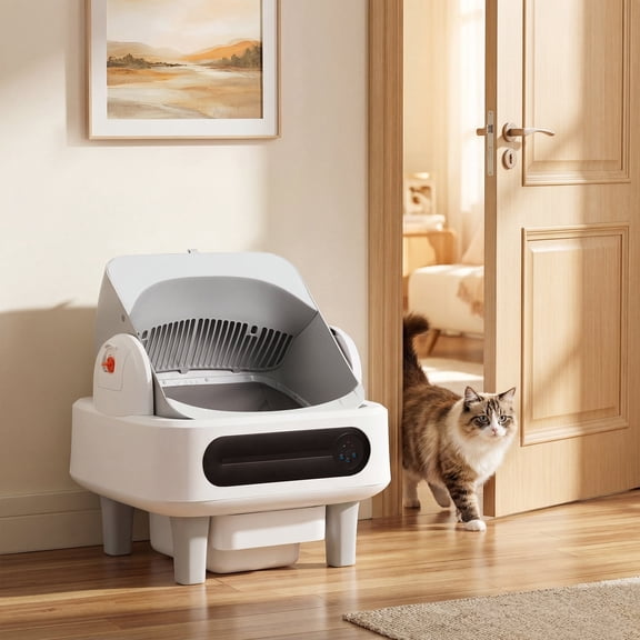 U-HOMY Automatic Self-Cleaning Litter Box, Open Top Cat Litter Box with App Control and 11L Capacity for Multiple Cats