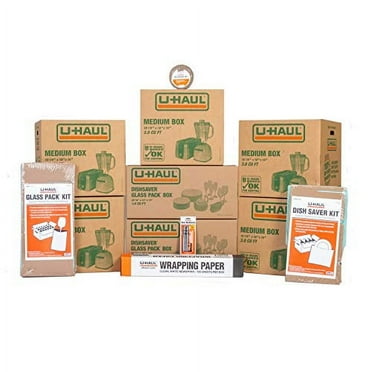 U-Haul Kitchen Moving Kit – Includes 1 Dish Packing Kit, 1 Glass ...