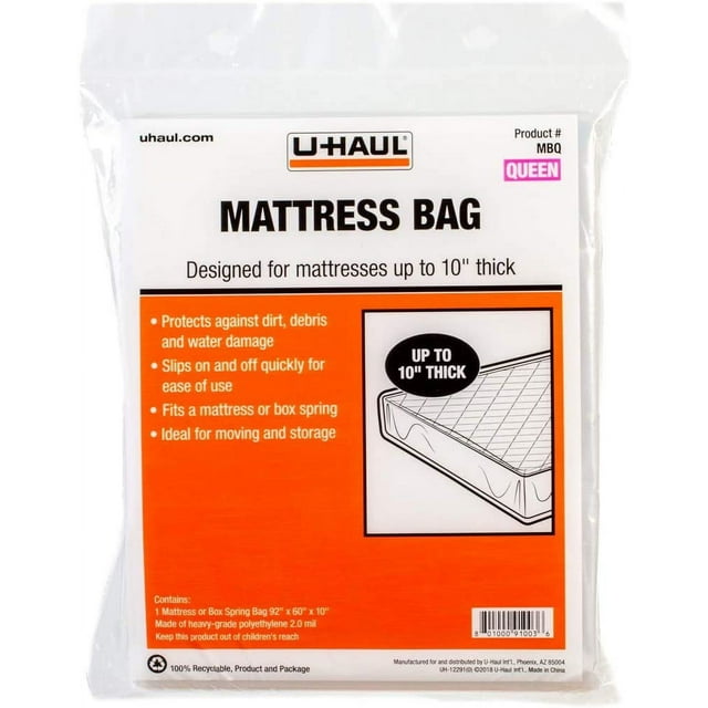 UHaul Standard Queen Mattress Bag Moving & Storage Cover for Mattress
