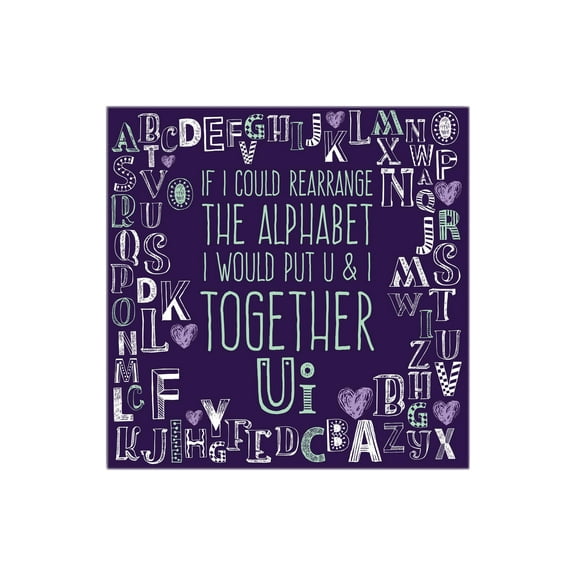 U & I Together Deep Violet Alphabet 12 x 12 Wood Wall Sign Plaque