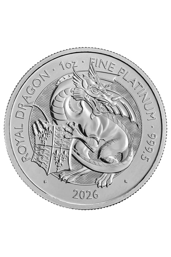 U.K. 2026 100 1-oz Platinum Tudor Beast Royal Dragon GEM BU