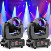 U`KING 2Pack Moving Head DJ Lights - 18-Facet Prism 8 Gobos 8 Colors with DMX Sound Activated for Wedding Party Church Live Band Bar Show