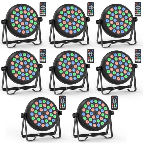 U`KING LED Par Lights Stage Light 36 LED with Sound Activated Remote Control DJ Uplighting for Wedding Party Club Christmas Stage Lighting(8 Packs)