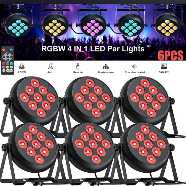 U KING RGBW 9 LED Stage Lighting PAR Light DMX Beam Party DJ Disco Lights with Remote 6 Pack Walmart Business Supplies