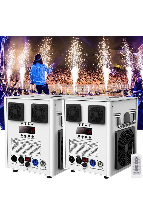 2PCS 700W Cold Spark Machine - DMX512 Control, 3-16ft Adjustable Height, White Firework Machine for Weddings, Stages, Parties, DJ & Disco