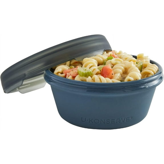 U Konserve Platinum Silicone Food Storage Bento Box Dual Seal Container - Leak Proof, Shatter Proof, Dishwasher Safe, Plastic Free - 8oz (Night Harvest)