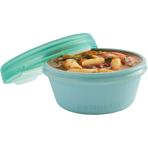 U Konserve Platinum Silicone Food Storage Bento Box Dual Seal Container - Leak Proof, Shatter Proof, Dishwasher Safe, Plastic Free - 8oz (Seafoam)