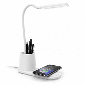 U-Light LED Desk Lamp with Wireless Charger Dimmable Eye-Caring Desktop Lamp with Organizer & 3 Brightness Levels White