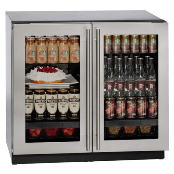 U-3036RRGLS-00B 36" Modular 3000 Series Compact Refrigerator with 6.9 cu. ft. Capacity 246 Can Capacity Convection Cooling System U-Select Control and Triple Thermopane Glass Door in Stainless Steel
