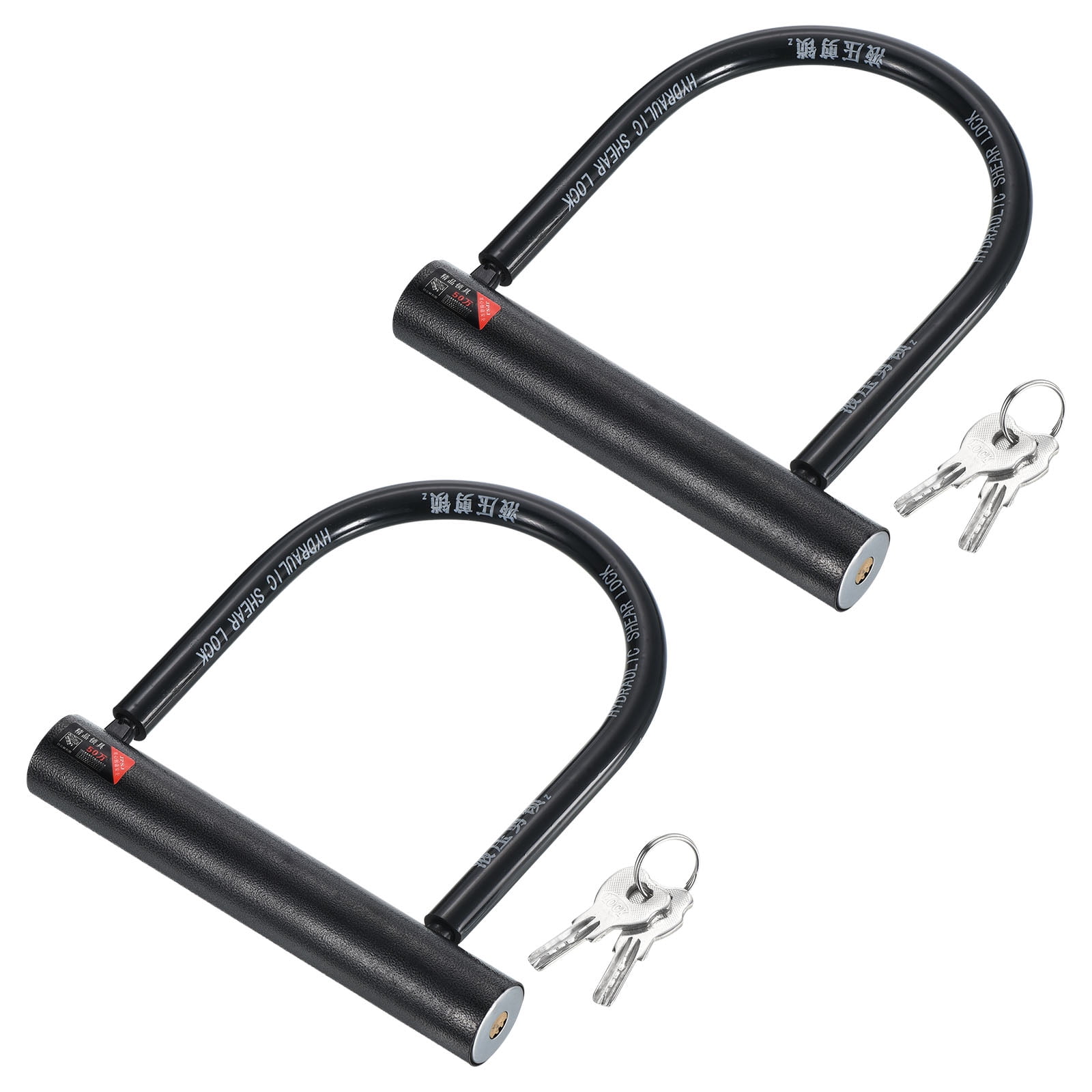 U Lock Bike Lock with Key Anti Theft Bicycle Lock 15mm Zinc Alloy High Security Lock, Black 2 Pack