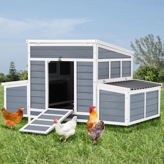 U-MAX 56" Chicken Coop, Large Wooden Chicken Cage Hen House, Outdoor Yard Poultry Pet Hutch for Small Animal Coops with Nesting Box