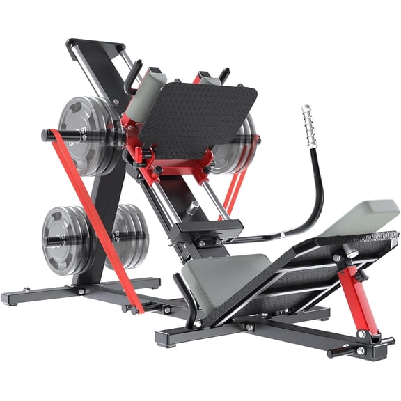 U-MAX Multifunctional 2-in-1 Leg Press Machine w/ Linear Bearing Hack Squat for Home Gym, Lower Body Workout Equipment w/ Safety Features (Auto Release Handle)