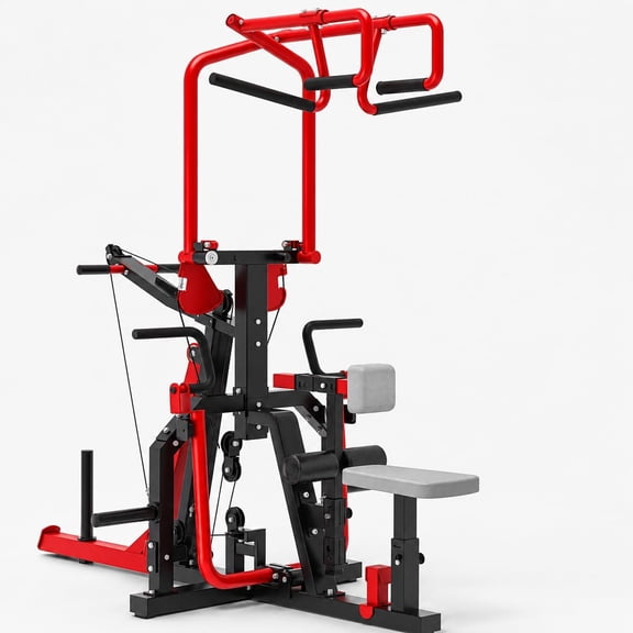 U-MAX Scissor-Style LAT Pulldown Machine – 3-in-1 Plate Loaded Seated Row & Tricep Pulley, Home Gym Cable Tower for Back