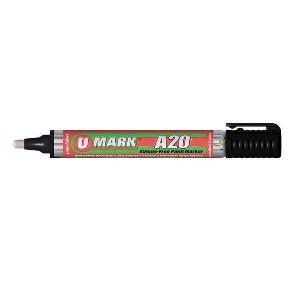 U-Mark A20 Paint Marker with Reversible Tip, Black - 12 per Box