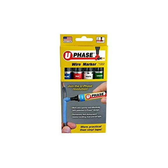 U-Mark U-Phase Wire Marker Single Phase Set Blue/Red/White/Green (Pack of 4) 10718PSA