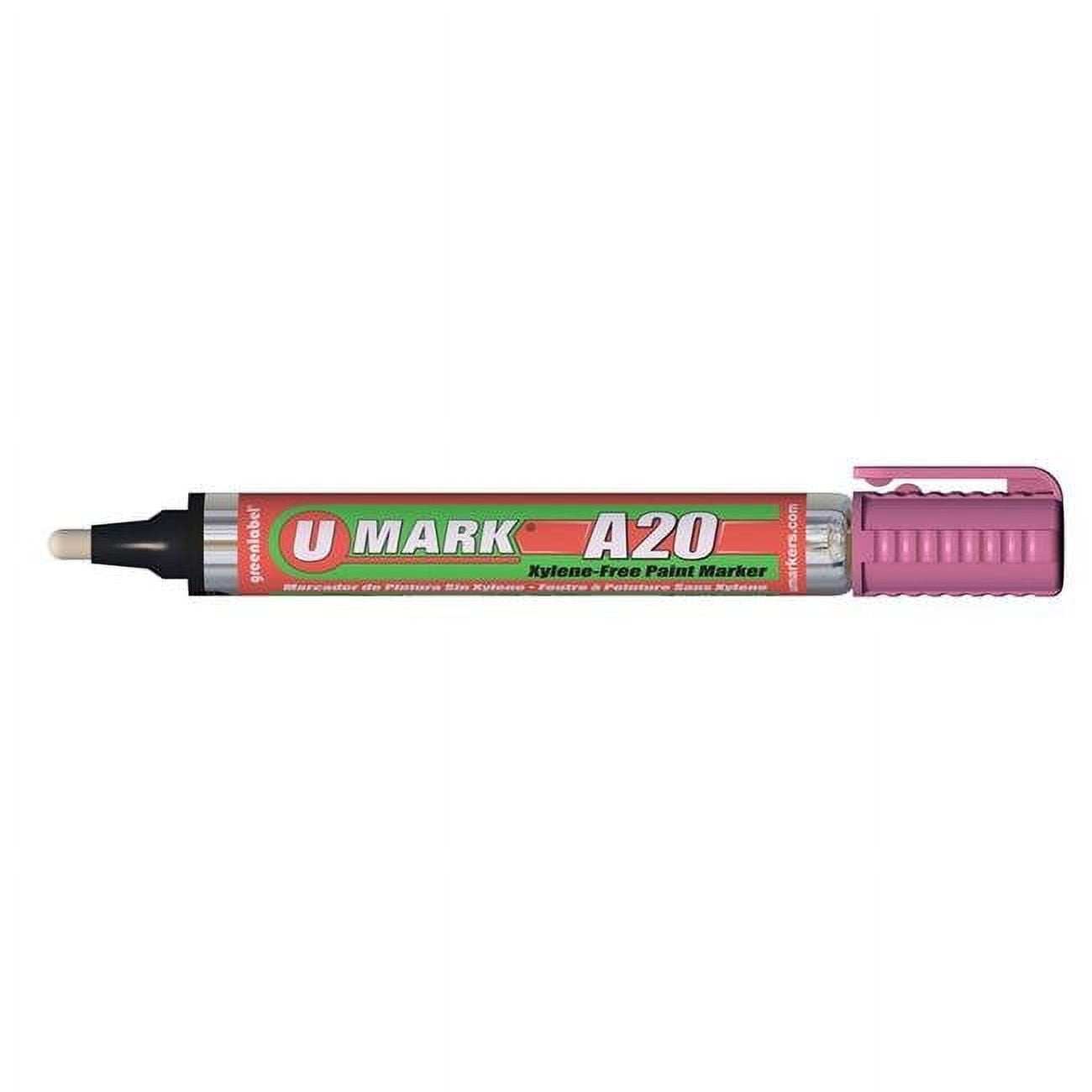 U-Mark UMARK10711 A20 Paint Marker with Reversible Tip, Pink - 12 per Box