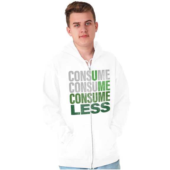 U Me Consume Less Waste Earth Day Unisex Fleece Graphic Zip Up Hoodie Brisco Brands 4X