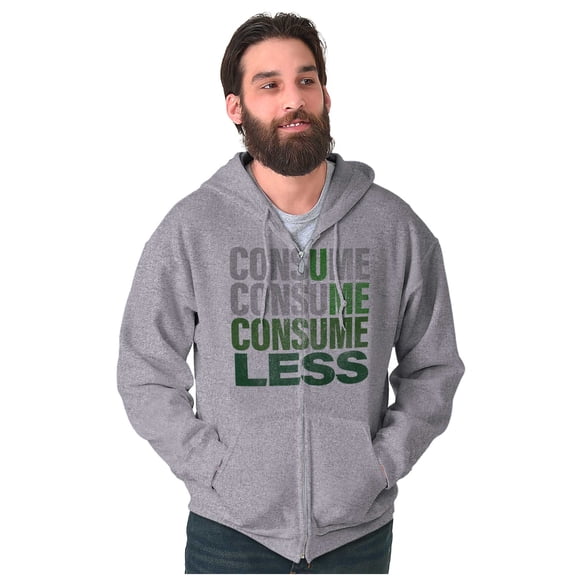 U Me Consume Less Waste Earth Day Unisex Fleece Graphic Zip Up Hoodie Brisco Brands 5X