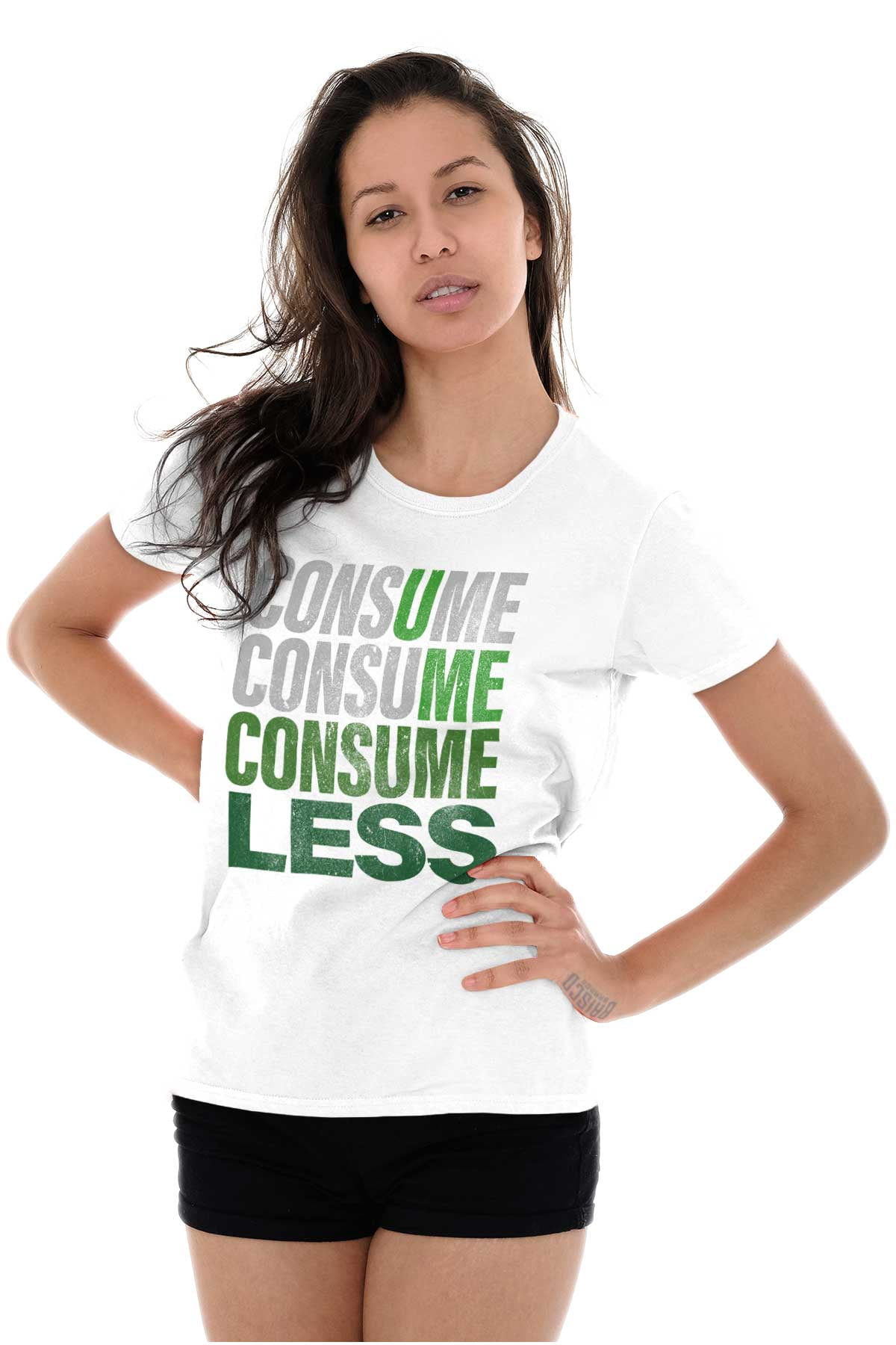 U Me Consume Less Waste Earth Day Womens Slim Fit Graphic Tee Brisco ...
