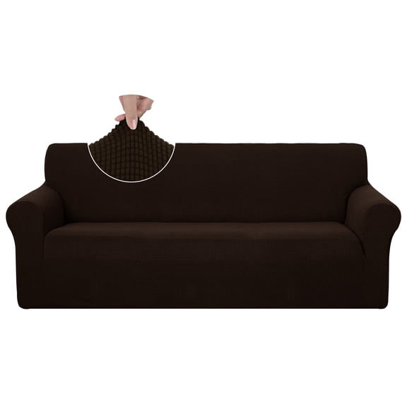 U-NICE HOME 1 Piece Stretch Sofa Cover Pet Friendly Washable Slipcover Furniture Protector for 3 Cushion Couch, Chocolate