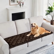 U-NICE HOME Non-Slip Fuzzy Flannel Loveseat Cover, Soft Pet Friendly Furniture Protector, Chocolate, 27.6x47 Inch