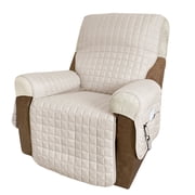 U-NICE HOME Non-Slip Recliner Chair Cover with Storage Pockets Furniture Protector, Beige