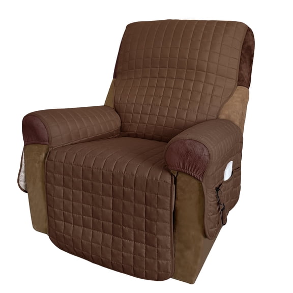 U-NICE HOME Non-Slip Recliner Chair Cover with Storage Pockets Furniture Protector, Jumbo size, Chocolate