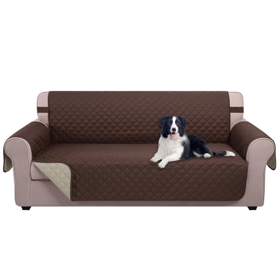 U-NICE HOME Reversible Sofa Cover 3-Seater, Washable, Water Repellent, Elastic Straps, Chocolate/Beige