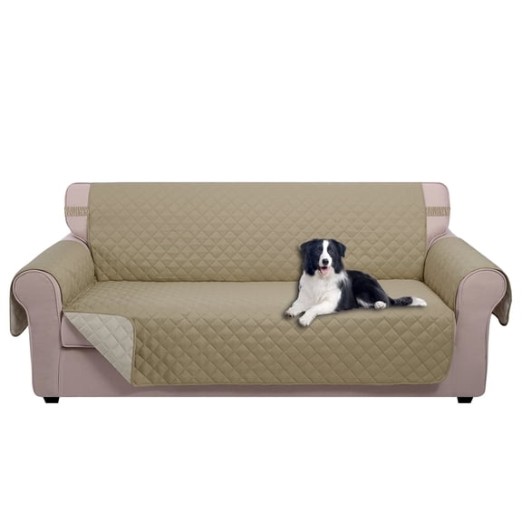 U-NICE HOME Reversible 4 Seater Sofa Cover Washable, Water Repellent, Elastic Straps, Camel/Beige