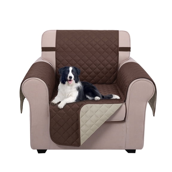 U-NICE HOME Reversible Chair Cover 1-Seater, Washable, Water Repellent, Elastic Straps, Chocolate/Beige