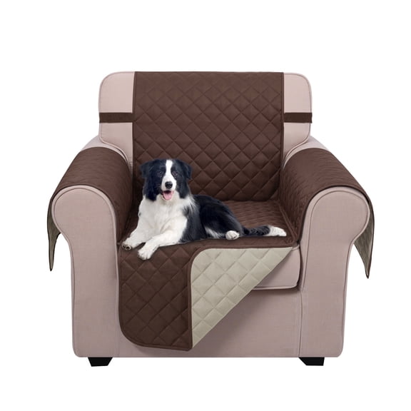 U-NICE HOME Reversible Chair Cover 1-Seater, Washable, Water Repellent, Elastic Straps, Chocolate/Beige
