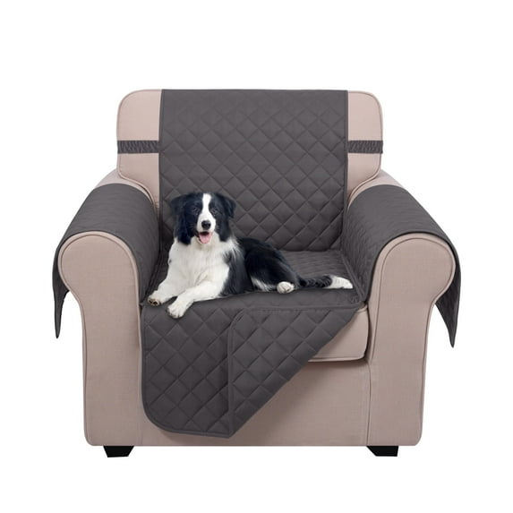 U-NICE HOME Reversible Recliner Chair Cover Machine Washable Chair Slipcover Furniture Protector with Elastic Straps Water Repellent, Chair Size, Dark Grey/Dark Grey