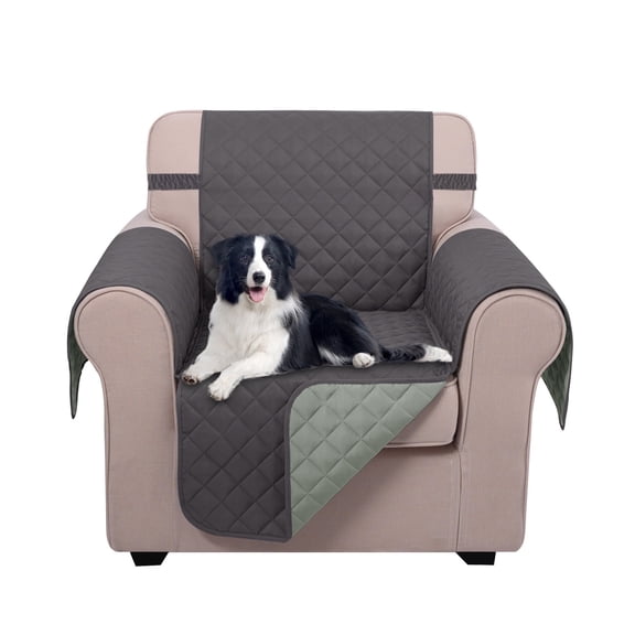 U-NICE HOME Reversible Chair Cover Washable, Water Repellent, Elastic Straps, Dark Grey/Light Grey