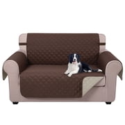 U-NICE HOME Reversible Loveseat Sofa Cover 2-Seater, Washable, Water Repellent, Elastic Straps, Chocolate/Beige