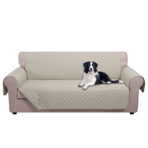U-NICE HOME Reversible Oversized Sofa cover Machine Washable Couch Slipcover Furniture Protector for Dogs with Elastic Straps Water Repellent, Beige/Beige