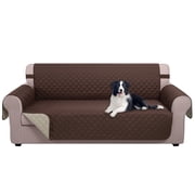 U-NICE HOME Reversible Sofa Cover 3-Seater, Washable, Water Repellent, Elastic Straps, Chocolate/Beige
