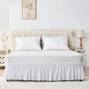 U-NICE HOME Full/Full XL 14" Drop Wrap Around Bed Skirt - Elastic Pleated Wrinkle Resistant, White