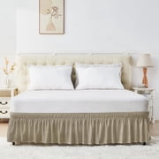 U-NICE HOME Twin/Twin XL 14" Drop Wrap Around Bed Skirt - Elastic Pleated Wrinkle Resistant, Beige