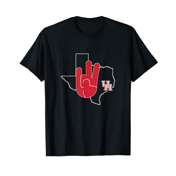 U Of H Hand Sign In State Outline Houston Cougars T-Shirt